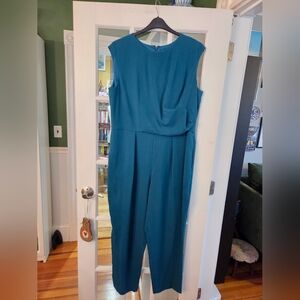 Maggy London Sleeveless Teal Jumpsuit - Size 16